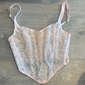 NWT Victoria’s Secret Embellished Lace Bustier Corset Top - Blush Pink